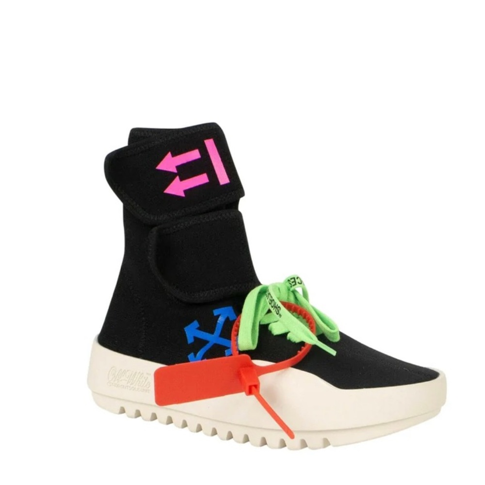 OFF-WHITE C/O VIRGIL ABLOH BLACK MOTO WRAP HIGH TOP SNEAKERS